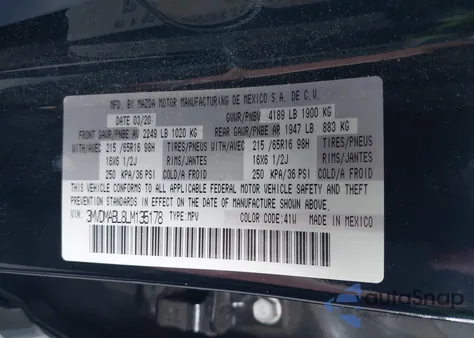 2020 Mazda Cx-30 from USA, damaged, VIN 3MVDMABL8LM135178